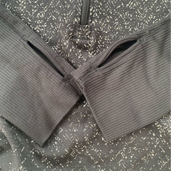 Lululemon Rest Less Cropped Half Zip Womens Size 10 Herringbone Fade Black White - Picture 9 of 11